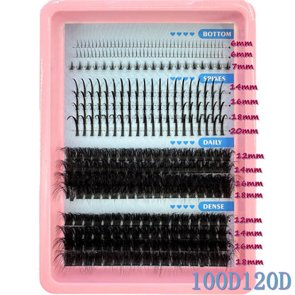 15Rows False Eyelashes Clusters Spikes&Bottom Lashes DIY Manga Cluster Eyelash Extensions Waterproof Individual Lashes Clusters