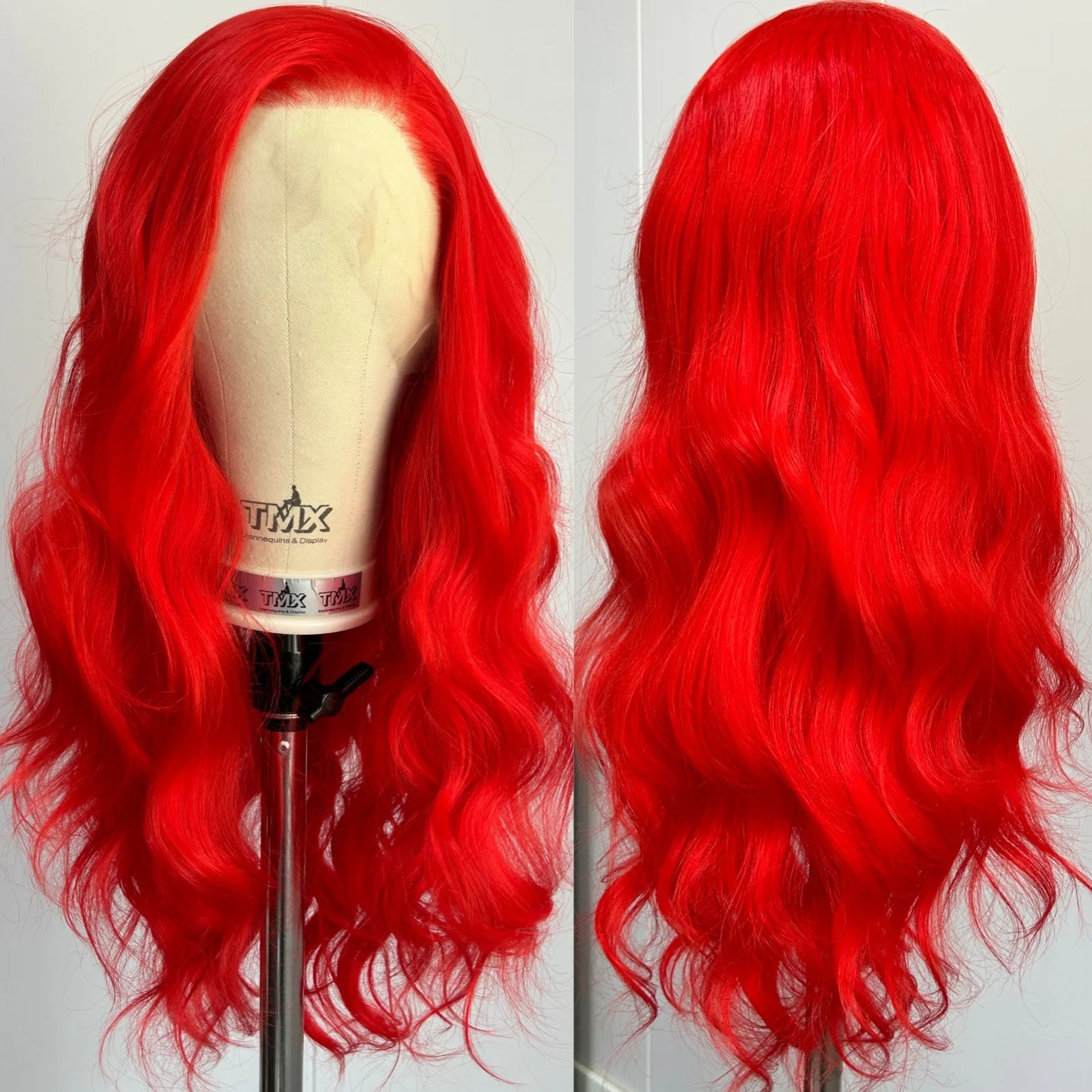 Hot Red Wigs for Women Body Wave Lace Front Wigs Synthetic Hair Free Part Burgundy Colored Pre Plucked Long Curly Wavy 13X4 Wig