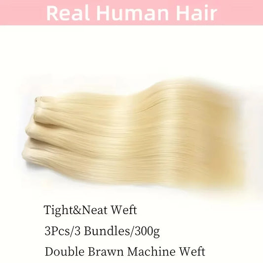 Straight 613 Blonde Color 1/3/4 Brazilian Hair Bundles Straight Weave Remy Human Hair Weft 26 28 30 32 34 36 38 40 Inch Bundle