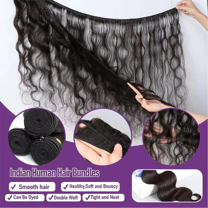 Virgin Brazilian Weave 12A Loose Body Wave 30 32 Inch 1-4 Bundles Remy Human Hair Natural Black Raw Extensions Water-friendly