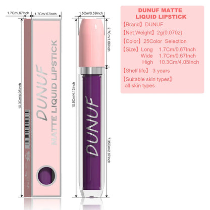Matte Lip Gloss Lipstick 5pc/set, Waterproof Velvet Long Lasting Non-transfer Highly Pigmented Purple Red Daily&Party Makeup Y2K