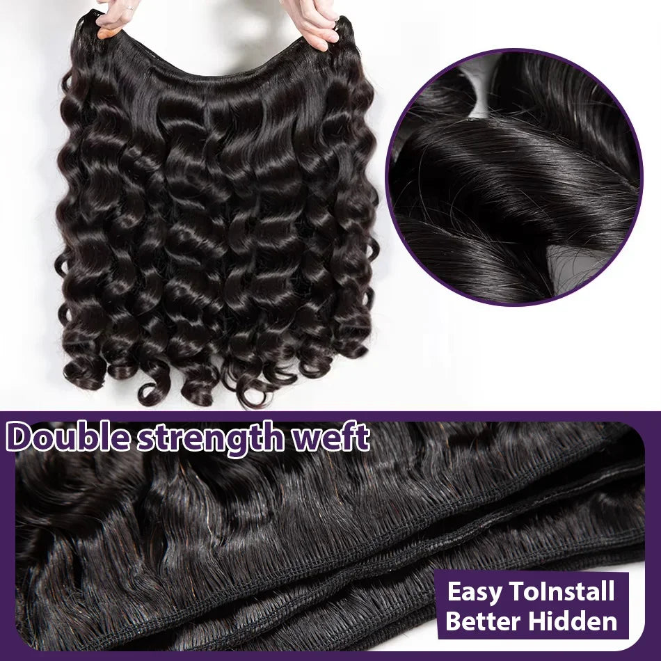 30 38 40 Inch Loose Deep Wave Double Weft Human Hair Curly Bundles Extensions Tissage Unprocessed Brazilian Hair 1 2 3 4 Weave