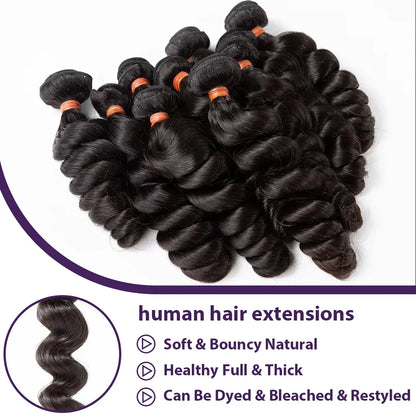 30 38 40 Inch Loose Deep Wave Double Weft Human Hair Curly Bundles Extensions Tissage Unprocessed Brazilian Hair 1 2 3 4 Weave