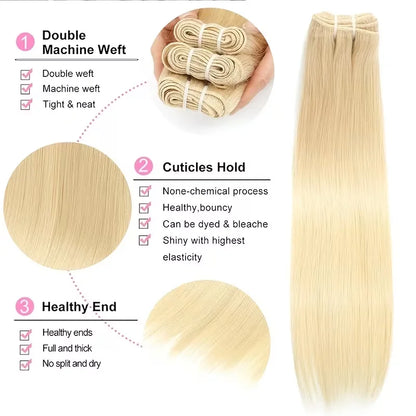 Straight 613 Blonde Color 1/3/4 Brazilian Hair Bundles Straight Weave Remy Human Hair Weft 26 28 30 32 34 36 38 40 Inch Bundle