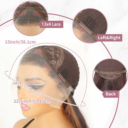 Long Wavy Blonde Red Highlight 13x4 HD Free Part Synthetic Lace Front Wigs Pre Plucked Natural Hairline Body Wave Glueless Wig